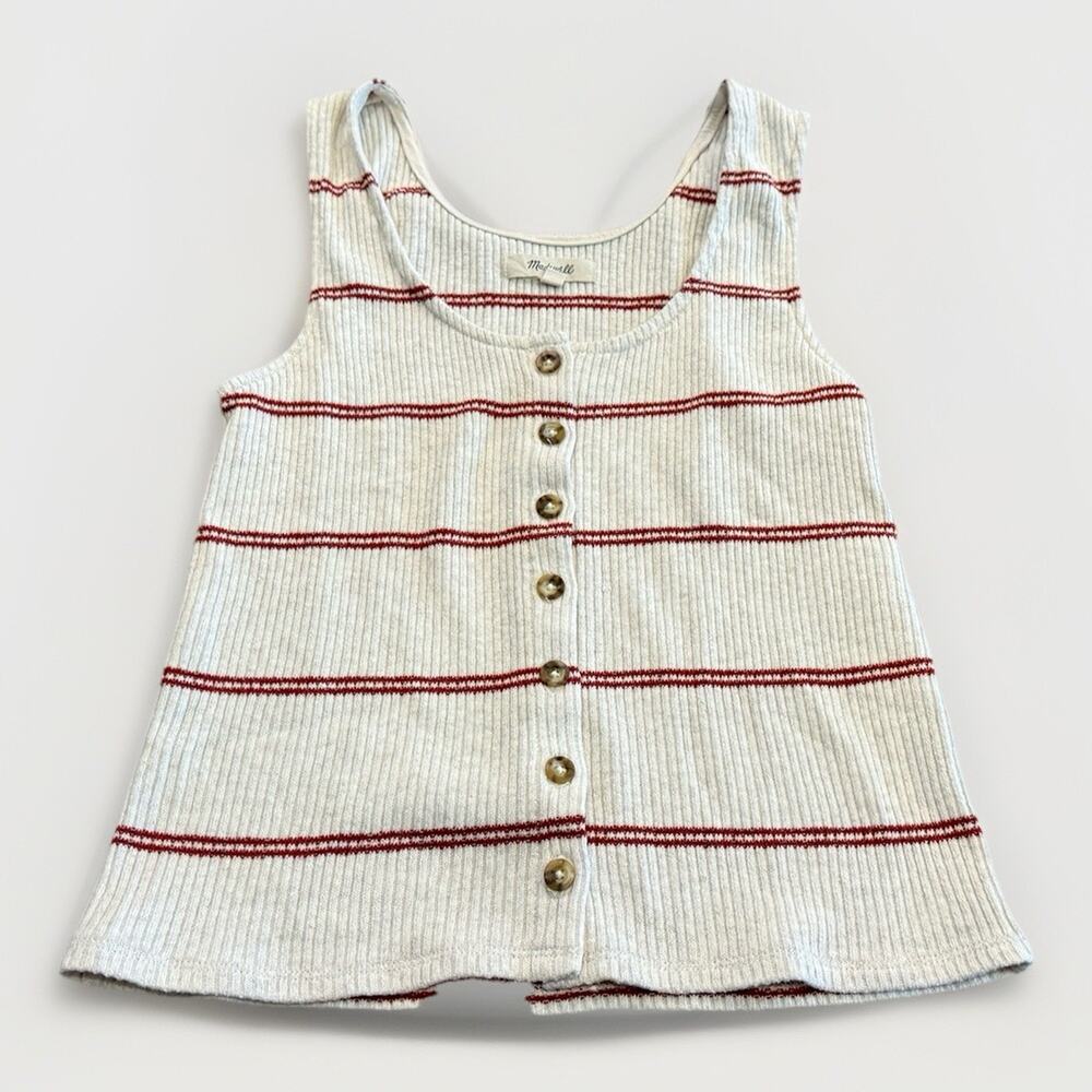 Madewell Womens Beige Kingston Striped Button-Front Sweater Tank Size XS H8945